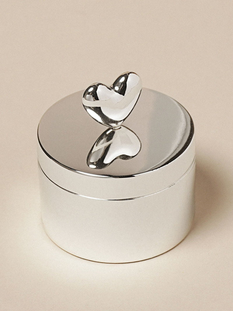 Widdop silverplated ring box with heart detail - British product