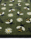 My Mat green daisy bee doormat runner 50x150cm, imported from the UK