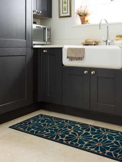 Next My Mat Blue Boho Floral Runner Indoor Mat 50x150cm- Buy online at McGrocer