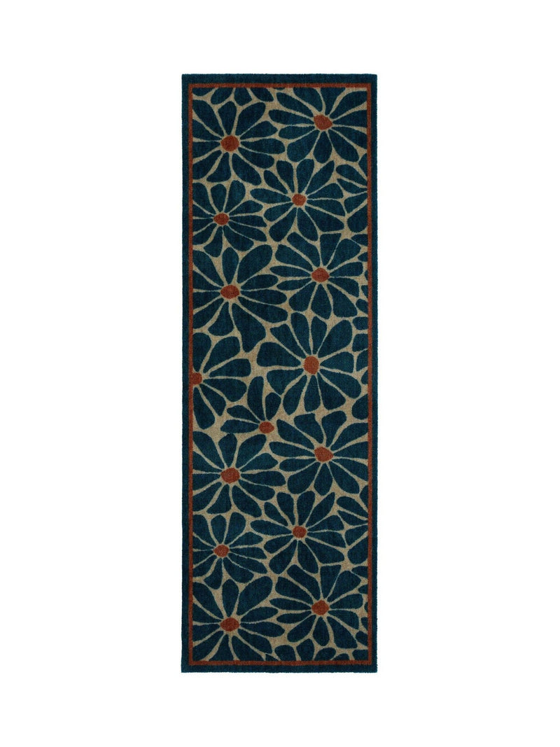My Mat Blue Boho Floral runner mat 50x150cm (British brand)