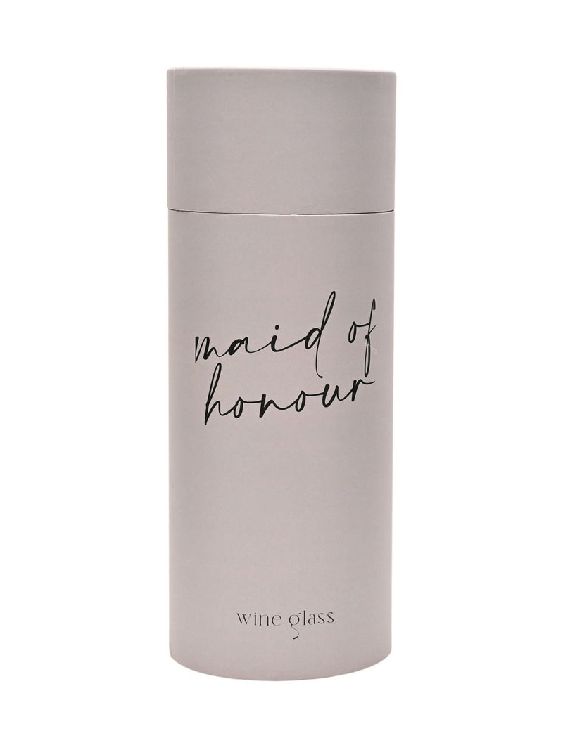 Widdop clear wine glass with black handwritten lettering - British product