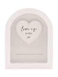Widdop white arch plaque 18cm Love Is In The Air, imported from the UK