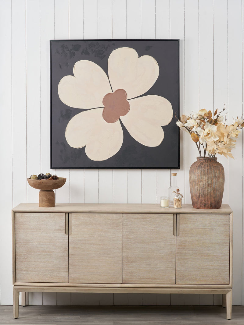 Brown flower design canvas wall art 100cm (British brand)