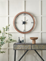Next Pacific Walnut Vermont Wood Veneer Round Wall Clock 80cm- Buy online at McGrocer