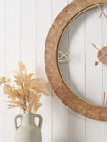 Pacific Natural Newborough burr wood effect wall clock (British brand)