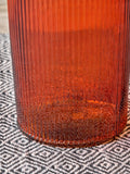Pacific orange glass ribbed vase tall handcrafted in Spain (British brand)