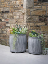 Next Pacific Grey Galvanised Zinc Barrel Planters - Set of 2- Buy online at McGrocer