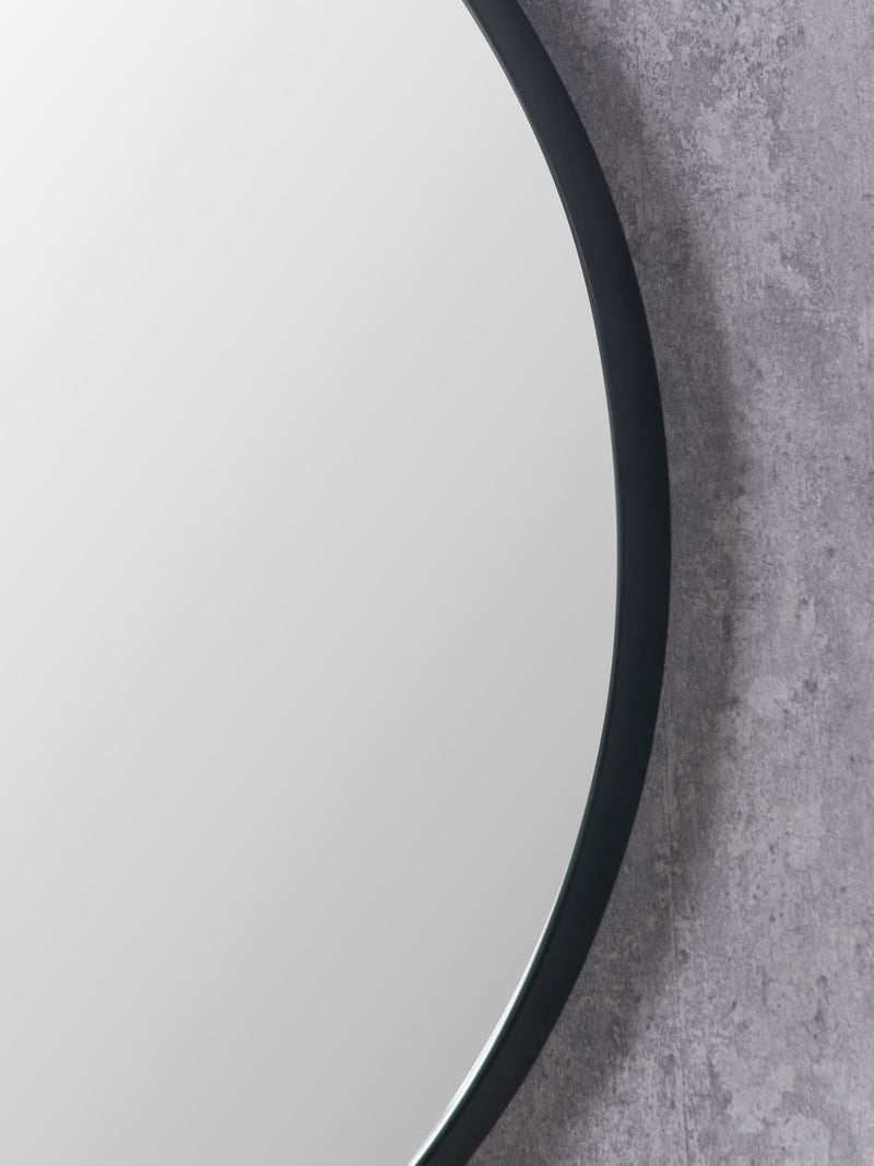 Pacific black wood veneer large round wall mirror, UK version