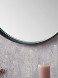 Pacific black wood veneer large round wall mirror, UK version