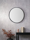 Pacific black wood veneer large round wall mirror, UK version