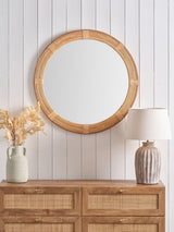 Next Pacific Natural Bent Bamboo Frame Round Wall Mirror, 80cm- Buy online at McGrocer