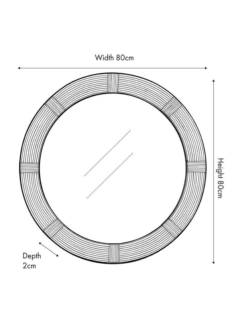 Pacific Natural round bent bamboo wall mirror 80cm, imported from the UK