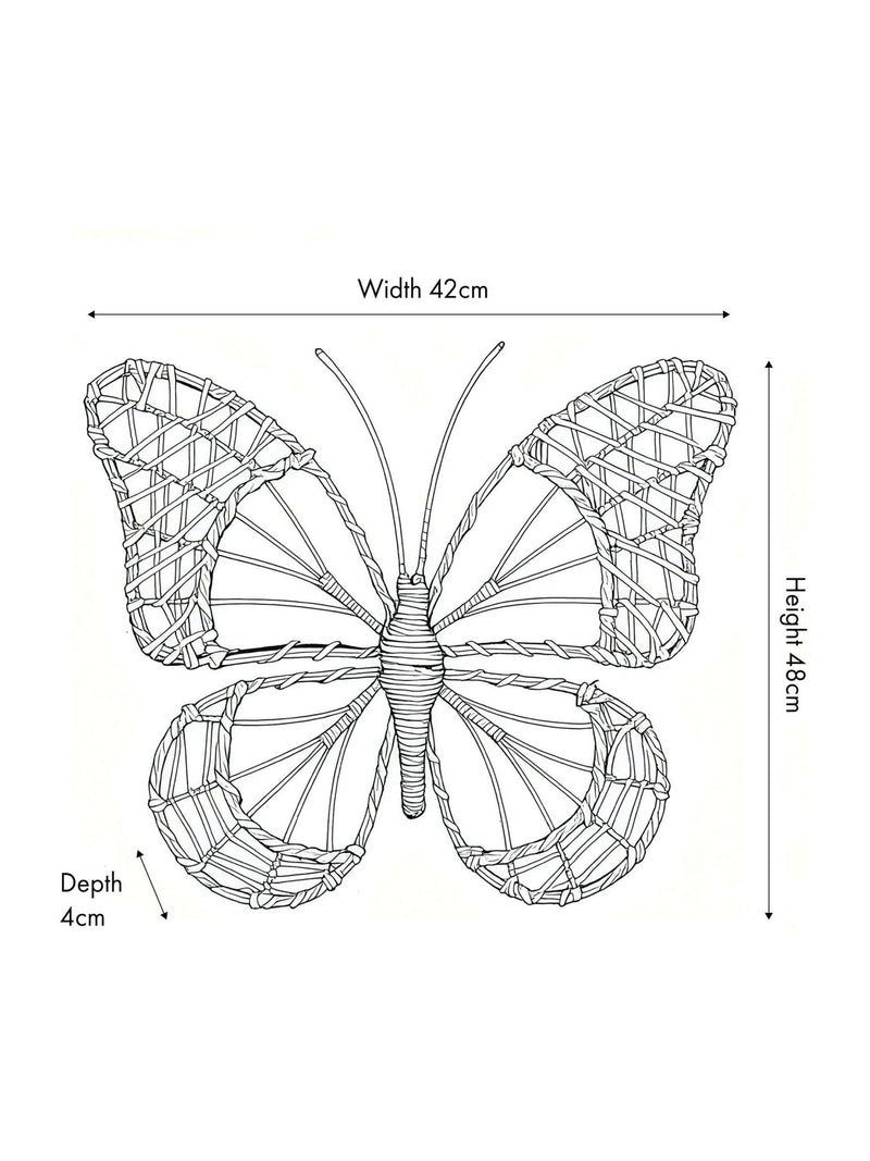 Pacific Natural rattan butterfly wall art medium (British brand)