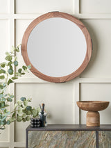 Next Pacific Brown Vermont Wood Veneer Round Wall Mirror- Buy online at McGrocer