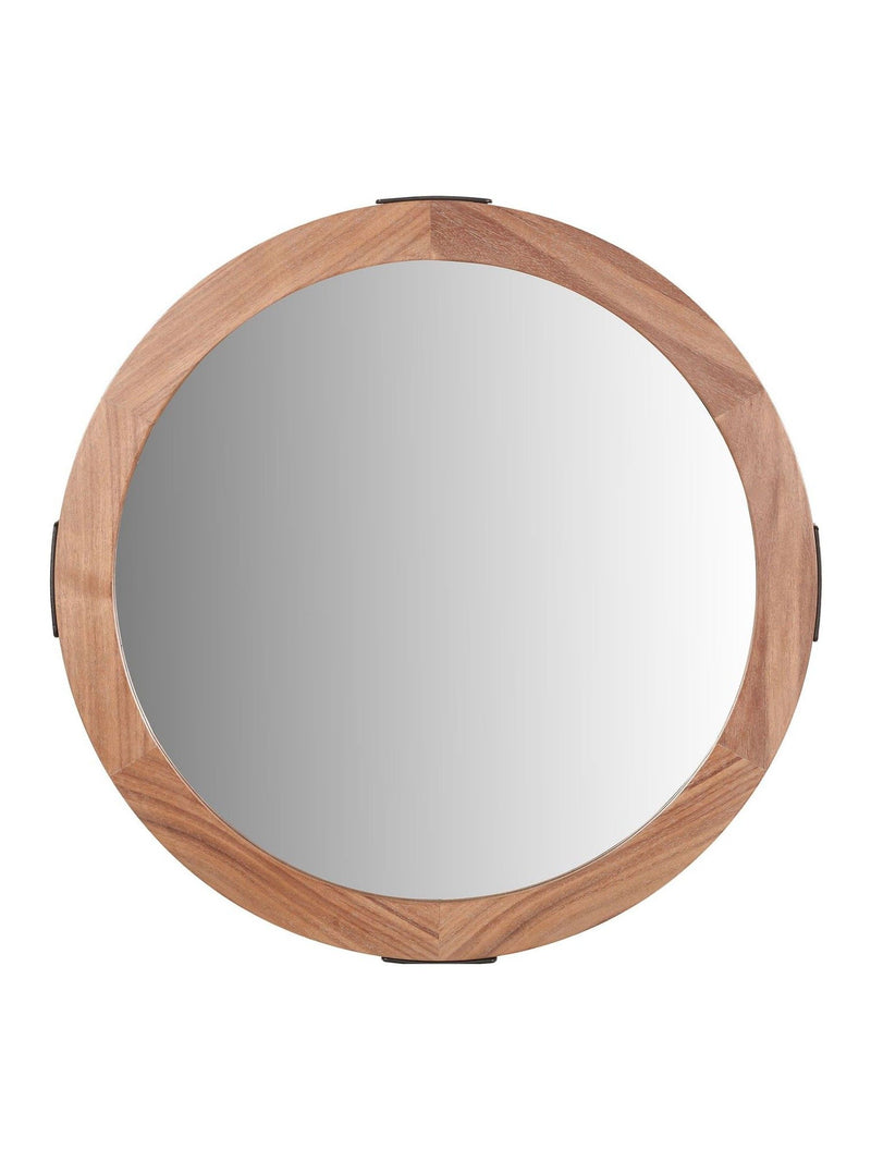 Pacific Brown Vermont round wood veneer wall mirror, UK version
