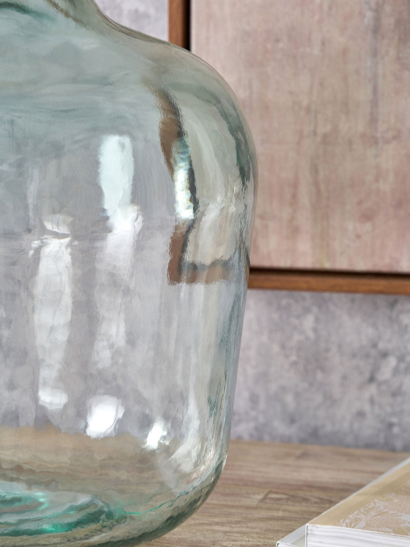 Pacific clear glass bottle vase with raffia neck large - British product