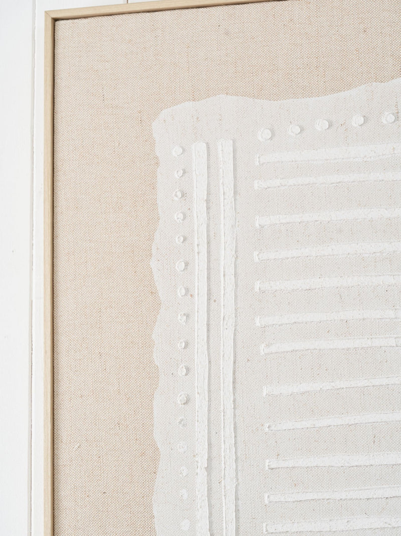 Pacific abstract linen canvas wall art white design 120x90cm, UK version