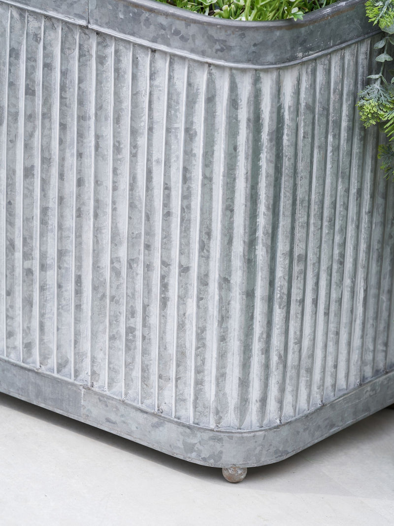 Pacific square grey galvanised zinc planters set of 2 - British product
