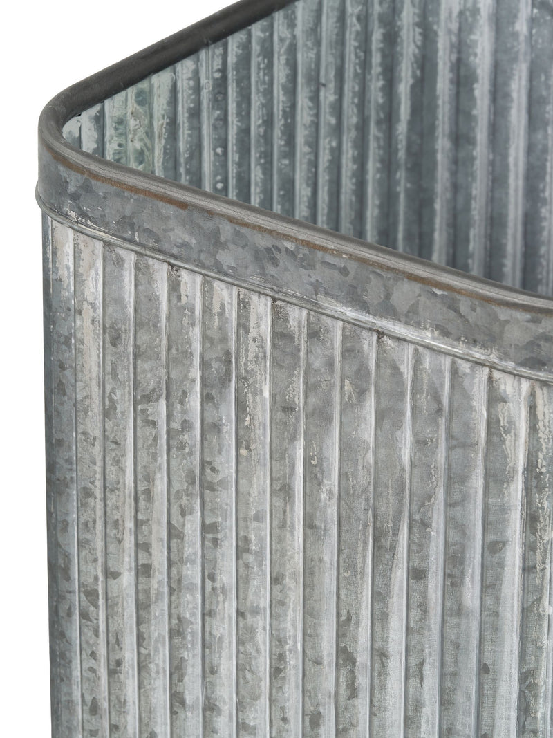 Pacific square grey galvanised zinc planters set of 2 - British product