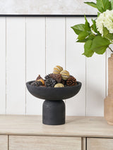 Next Handcarved Mango Wood Bowl with Raised Base, Black, 21cm x 29cm x 29cm- Buy online at McGrocer