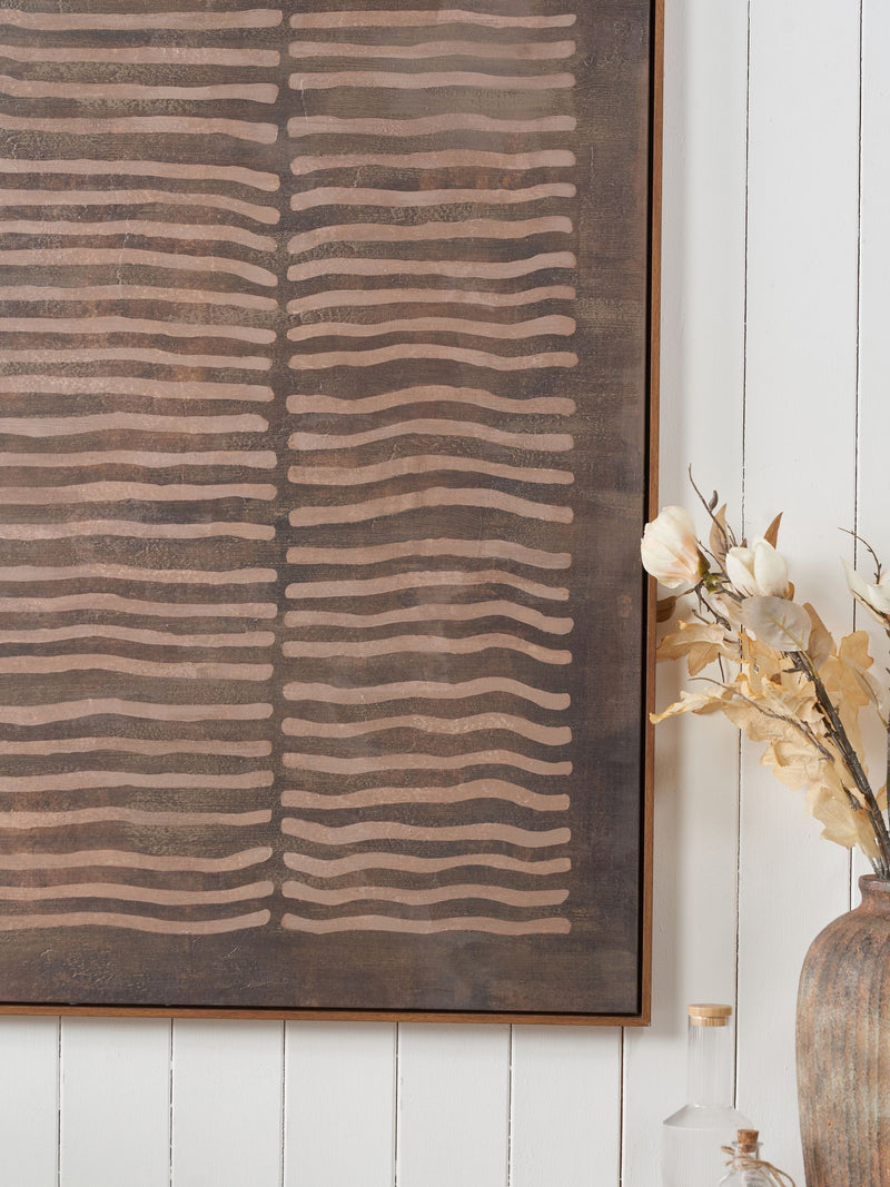 Pacific Brown linear design canvas wall art 120x90cm, UK version