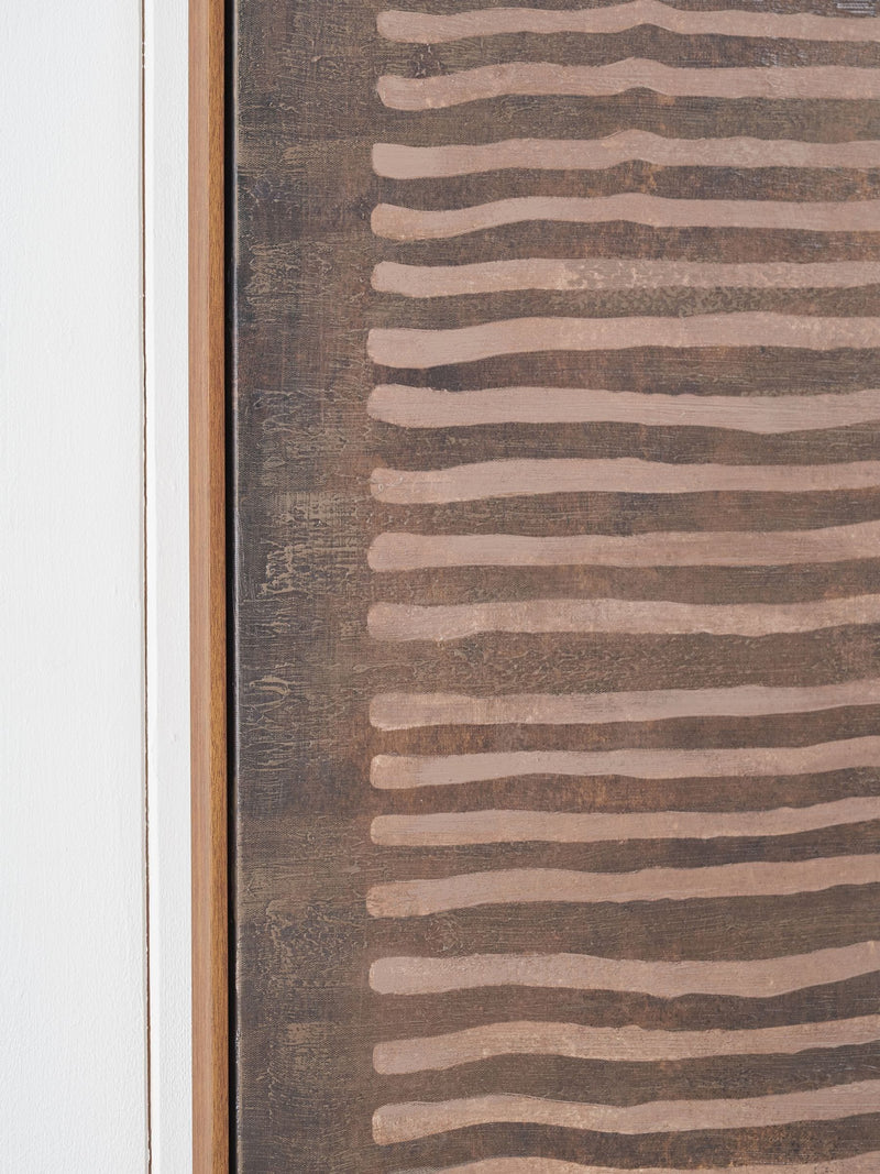 Pacific Brown linear design canvas wall art 120x90cm, UK version