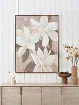 Next Pacific White Floral Canvas Wall Art - Botanical Print - 120cm x 90cm- Buy online at McGrocer