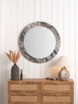 Next Pacific Jade Marble Effect Veneer Round Wall Mirror, 80cm- Buy online at McGrocer