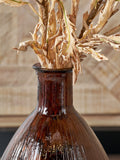 Pacific brown glass vase, tall with ribbed finish, 59cm height, UK version