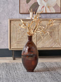 Pacific brown glass vase, tall with ribbed finish, 59cm height, UK version