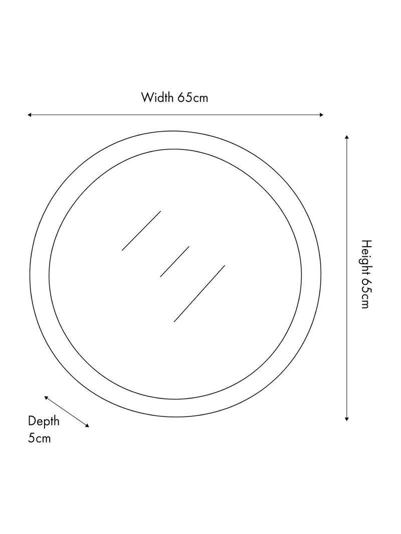 Pacific Black Elwood round wall mirror with fir wood effect, 65cm, imported from the UK