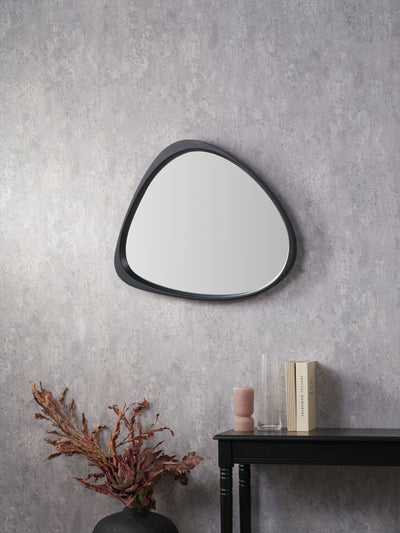 Next Pacific Black Wood Veneer Curved Wall Mirror- Buy online at McGrocer