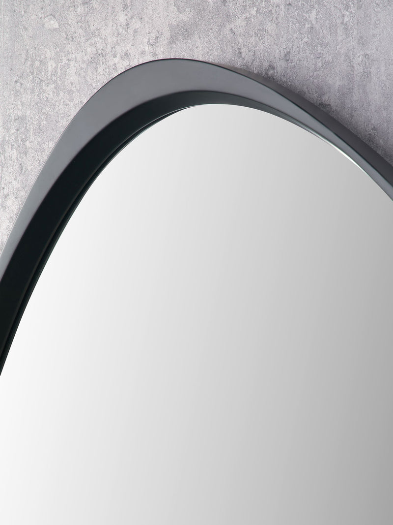 Pacific curved wall mirror black wood veneer 58x67cm (British brand)