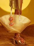 River Island gold raffia Terry De Havilland winged shopper bag (British brand)