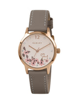 Next Radley Rose Gold Plated Floral Dog Dial Coffee Leather Strap Watch- Buy online at McGrocer