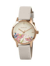 Next Radley Rose Gold Plated Floral Dog Dial Leather Strap Watch- Buy online at McGrocer