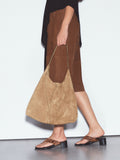 Shoulder bag camel faux suede slouchy, imported from the UK