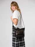 Conkca Black Zinnia Leather Cross-Body Bag