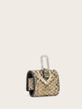 AllSaints white snake-print leather Airpod case (British brand)