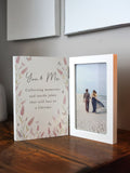 PMC personalised floral wooden hinged 6x4 photo frame, imported from the UK