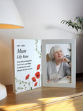 PMC personalised memorial wooden hinged 6x4 photo frame, imported from the UK