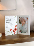 PMC personalised memorial wooden hinged 6x4 photo frame, imported from the UK