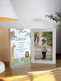 PMC personalised baby photo frame wooden hinged 6x4, imported from the UK