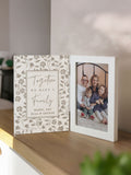 PMC personalised family wooden hinged 6x4 photo frame, imported from the UK