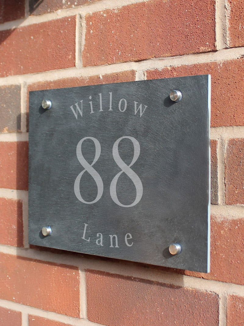 PMC personalised slate house sign 22cm x 20cm x 0.5cm, imported from the UK