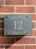 PMC personalised slate house sign 22cm x 20cm x 0.5cm, imported from the UK