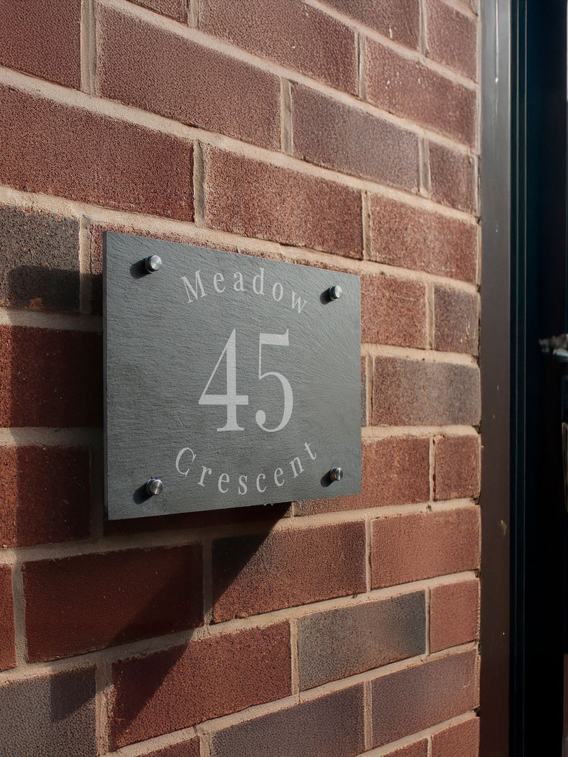 PMC personalised slate house sign 22cm x 20cm x 0.5cm, imported from the UK