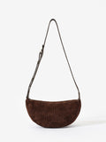 Mint Velvet Brown Dolly textured suede scoop sling bag, UK version