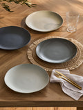 Set of 4 grey Scandi dinner plates stoneware (British brand)