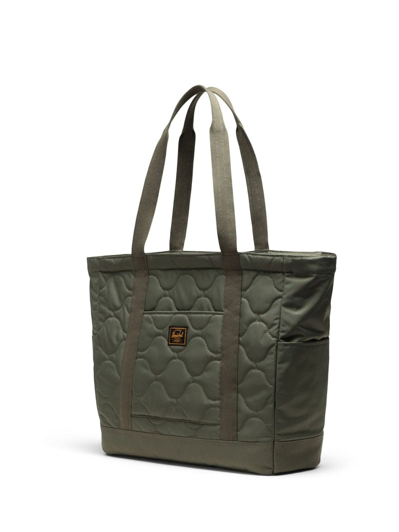 Herschel green heritage quilted capsule tote bag, imported from the UK